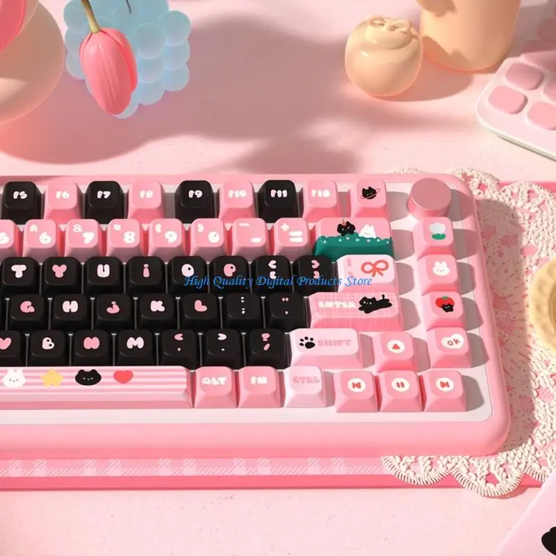 

U2JE Black Cats Theme Keycap 138/158 PBT Keycaps MDA Profile Keycap Set Suitable for Mechanical keyboards Accessories