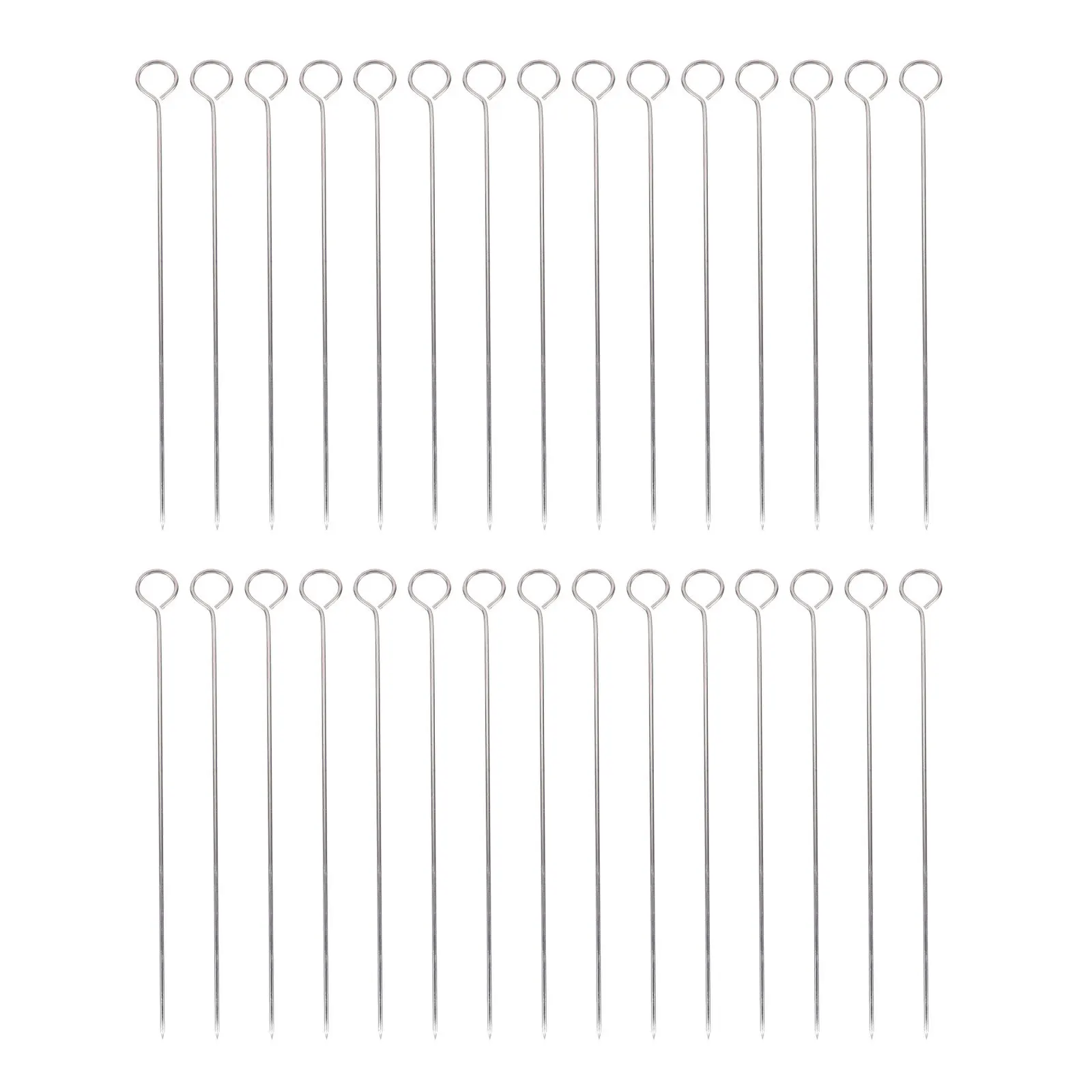 

30Pcs Strong Stainless Steel Bbq Skewers Smooth Edges Turkey Fixing Skewers for Safe Grilling Experience Grill Skewer