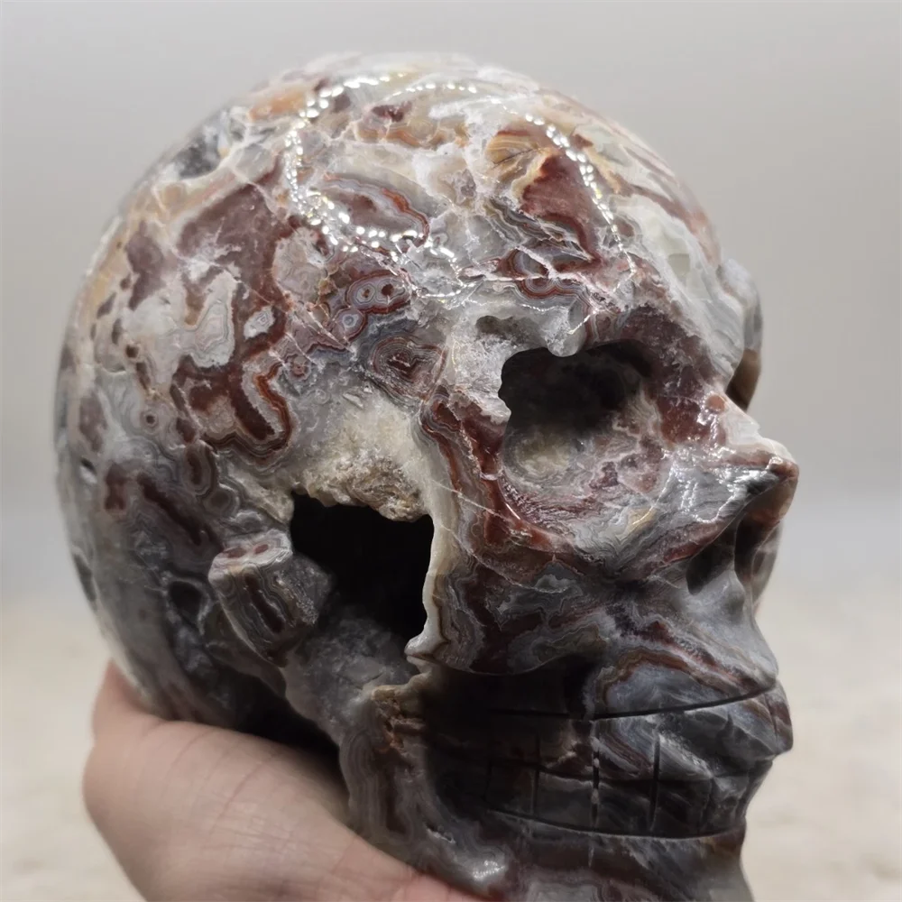 

Natural Mexican Agate Skull, Energy Gemstone, Spiritual Healing, Hand-Carved And Polished, Demagnetization Divination, Meditatio