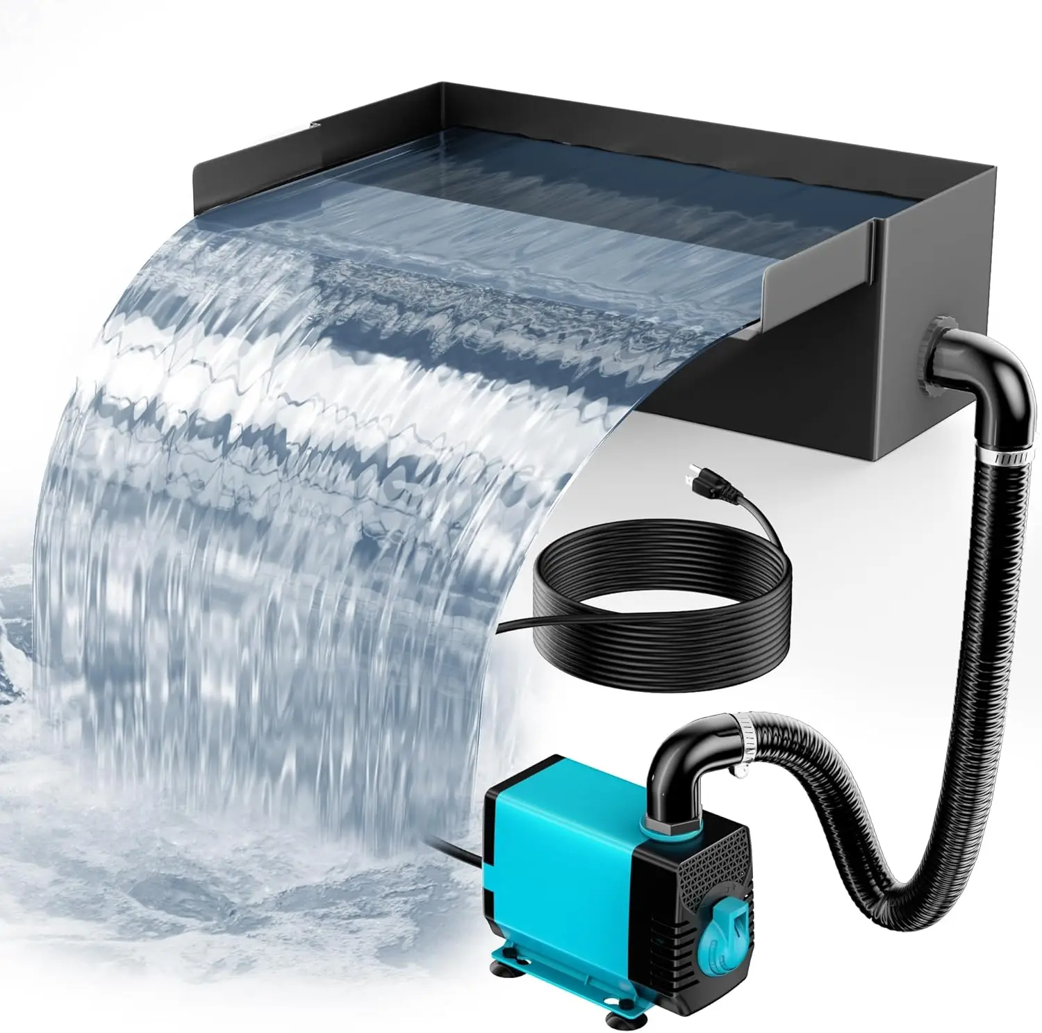 Poposoap Pond Waterfall Box With Pump Kit, 304 Stainless Steel Pond Waterfall Spillway With 40W 660Gph Pump For Ponds, Pond