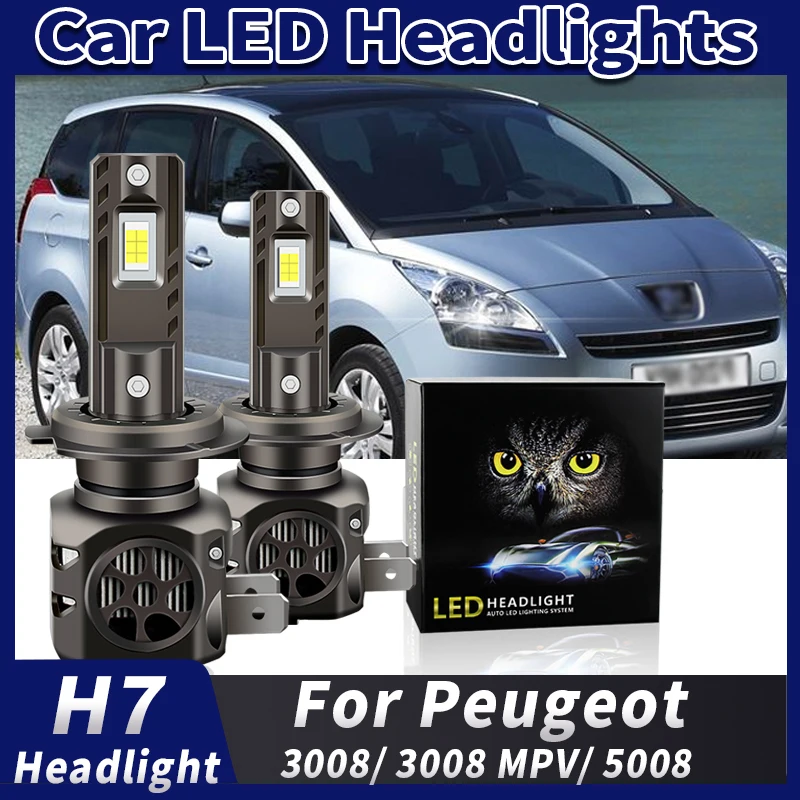 

2 шт. 20000LM Модернизированные двухсторонние светодиодные лампы H7 CSP для фар Peugeot 3008 2017-2019, 5008 2009-2016, 3008 MPV 2009-2016
