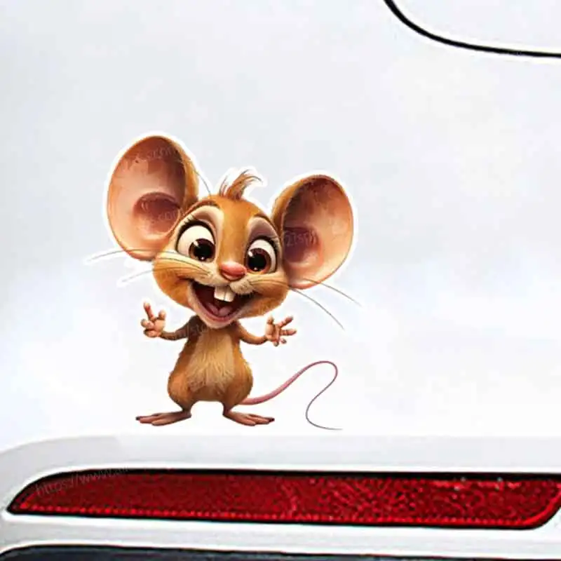

Милые мультяшные наклейки с мышками для автомобиля, декоративные наклейки на окна, забавные тематические наклейки на бампер для украшения автомобиля HE106