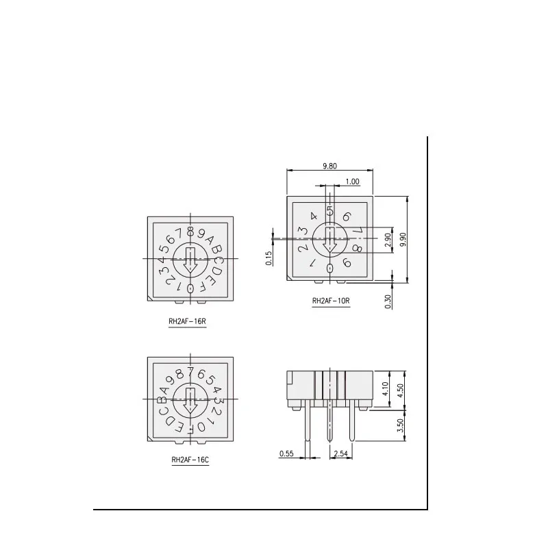 1 قطعة/السلع تايوان DIP RH3AF-16R-V-B مفتاح دوار 16 مواقف تبديل 0-F مشفرة 3:3 أرجل