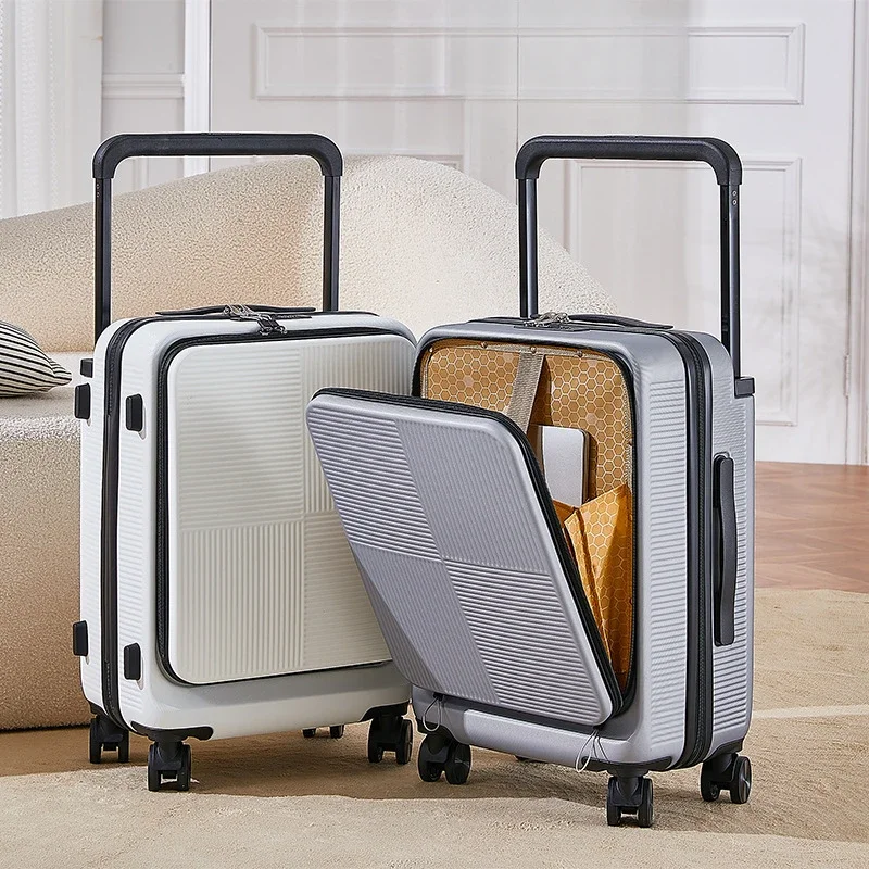 Suitcase Durable and Sturdy Front Opening Luggage Business Multifunctional Small Password Boarding Box Exit Suitcase 20 24 Inch