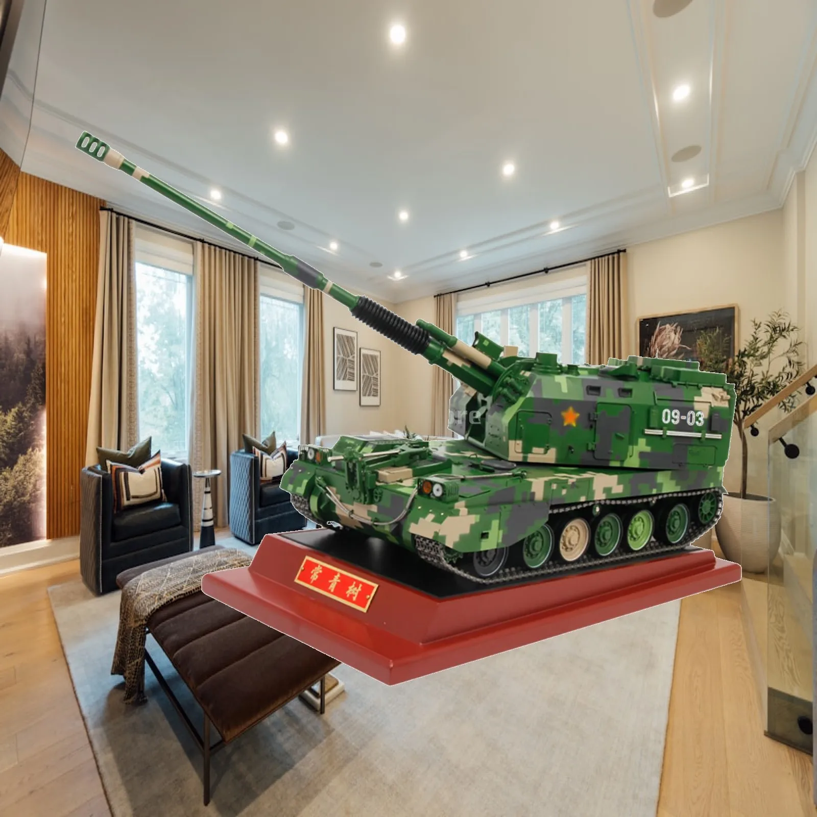 

1/24 Scale Armored Vehicle Model Ornament Commemorate Collection Birthday Gift Desktop Decoration for Cabinet Office Bar Home