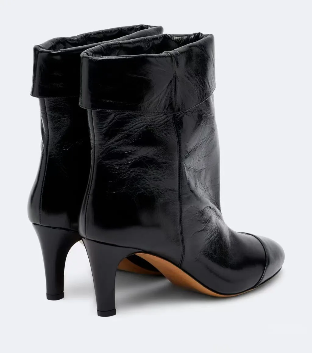 2026 Fall new in suede causal dress ankle boots Women‘s round toe black/brown leather high heels booties luxury designer shoes