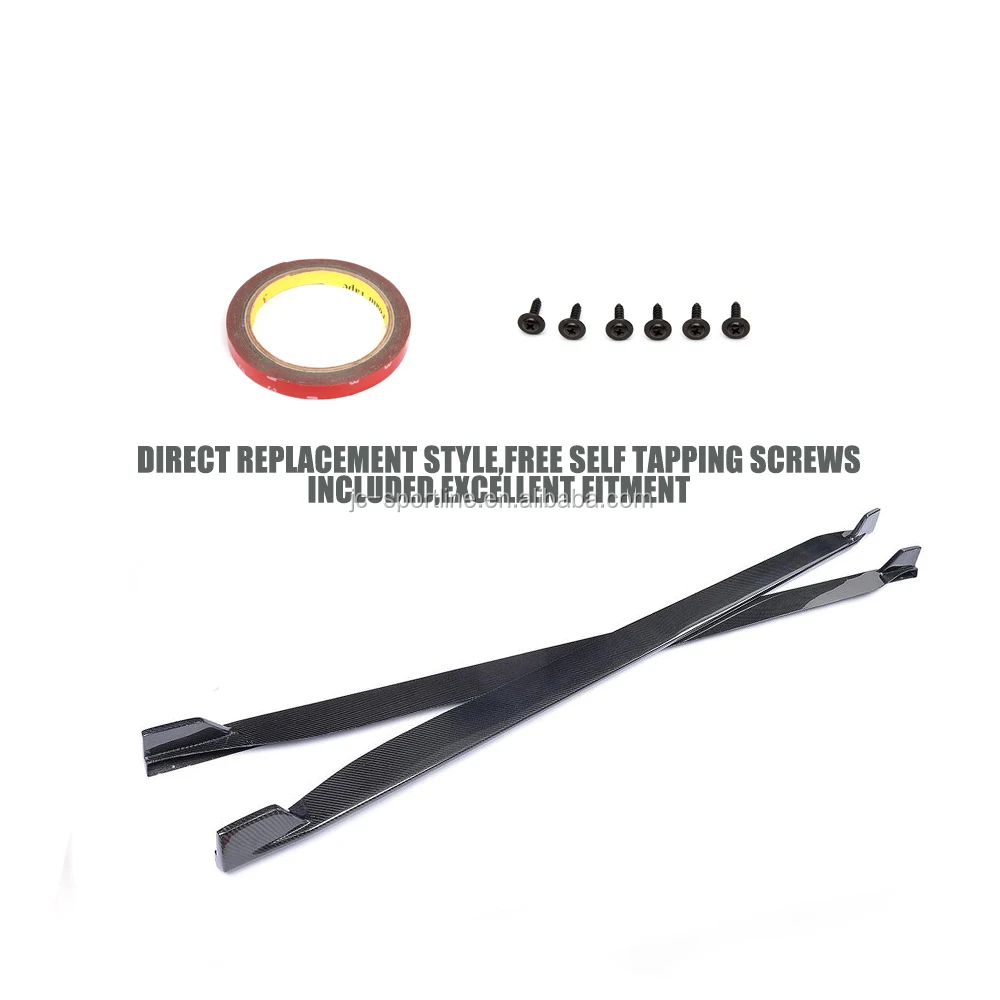Carbon Fiber Car Side Skirts Extension for Mustang GT Coupe 15-17 view 5
