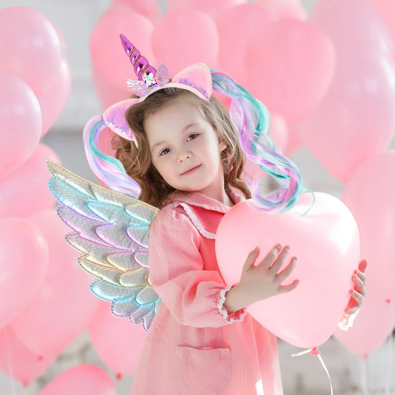 Fascia per capelli unicorno ragazza carina cerchio per capelli paillettes fasce per capelli accessori regali di compleanno per bambini decorazione