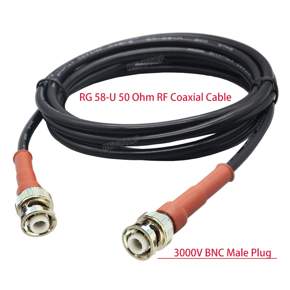 MHV 3000V BNC Male to BNC Male Plug RG58U Cable 3KV High Voltage Power Audio Cable High Quality RG58-U RF Coaxial Jumper Pigtail