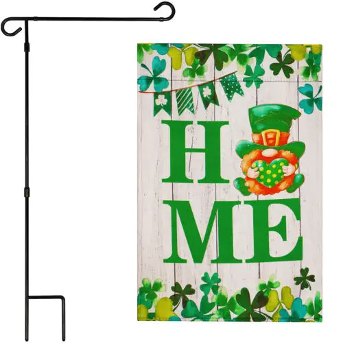 

Garden Flag Stand BLK & Garden Flag Gnome Green Heart 12x18IN Blockout