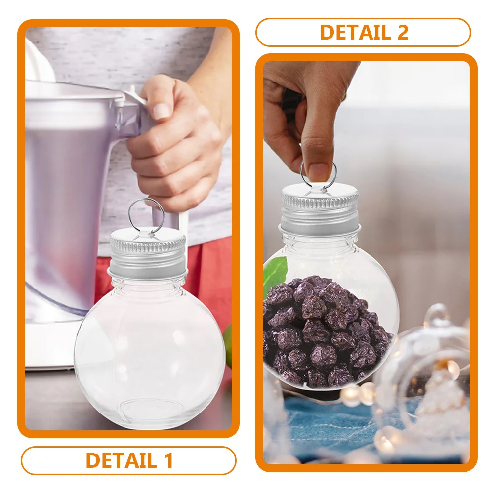 

6Pcs Transparent Bulb Shaped Bottle Pet Plastic Juice Bottles Leakproof Portable Milk Coffee Drink Containers Candy Bottle