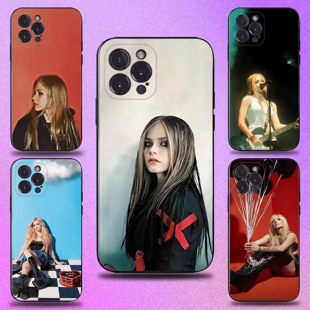

Singer Avril L-Lavigne Phone Case For iPhone 16,15,14,13,12,11 Plus,Pro Max,XS,X,XR,SE,Mini,8,7,Soft Silicone Black Cover