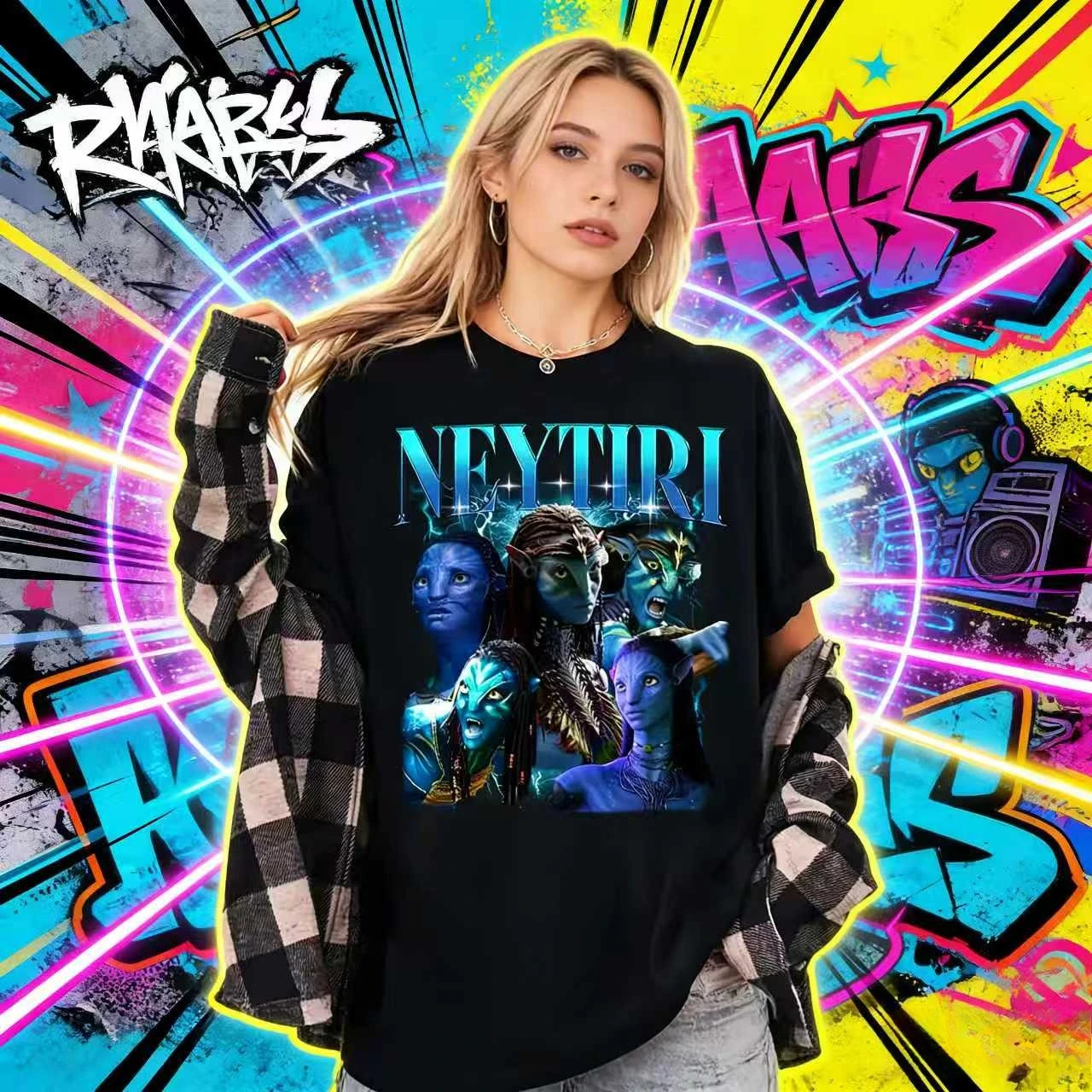 

2026 Summer Disney Avatar Pattern Printed T-shirt for Both Men and Women, A 100% Pure Cotton Short-sleeved Casual Loose Top