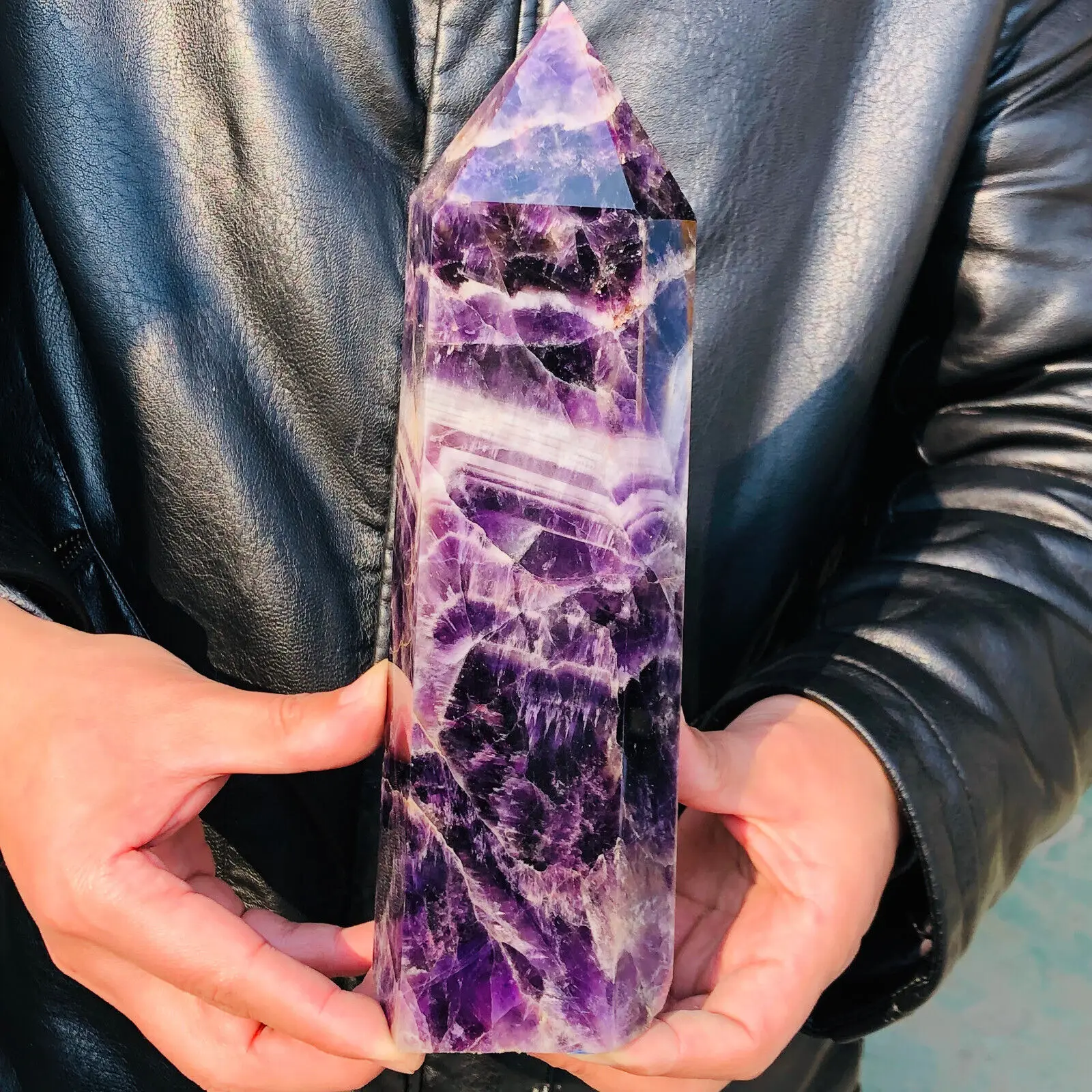 

1pcs Natural Dream Amethyst Obelisk Quartz Tower Crystal Point Healing Mineral Spiritual Healing Furnishings