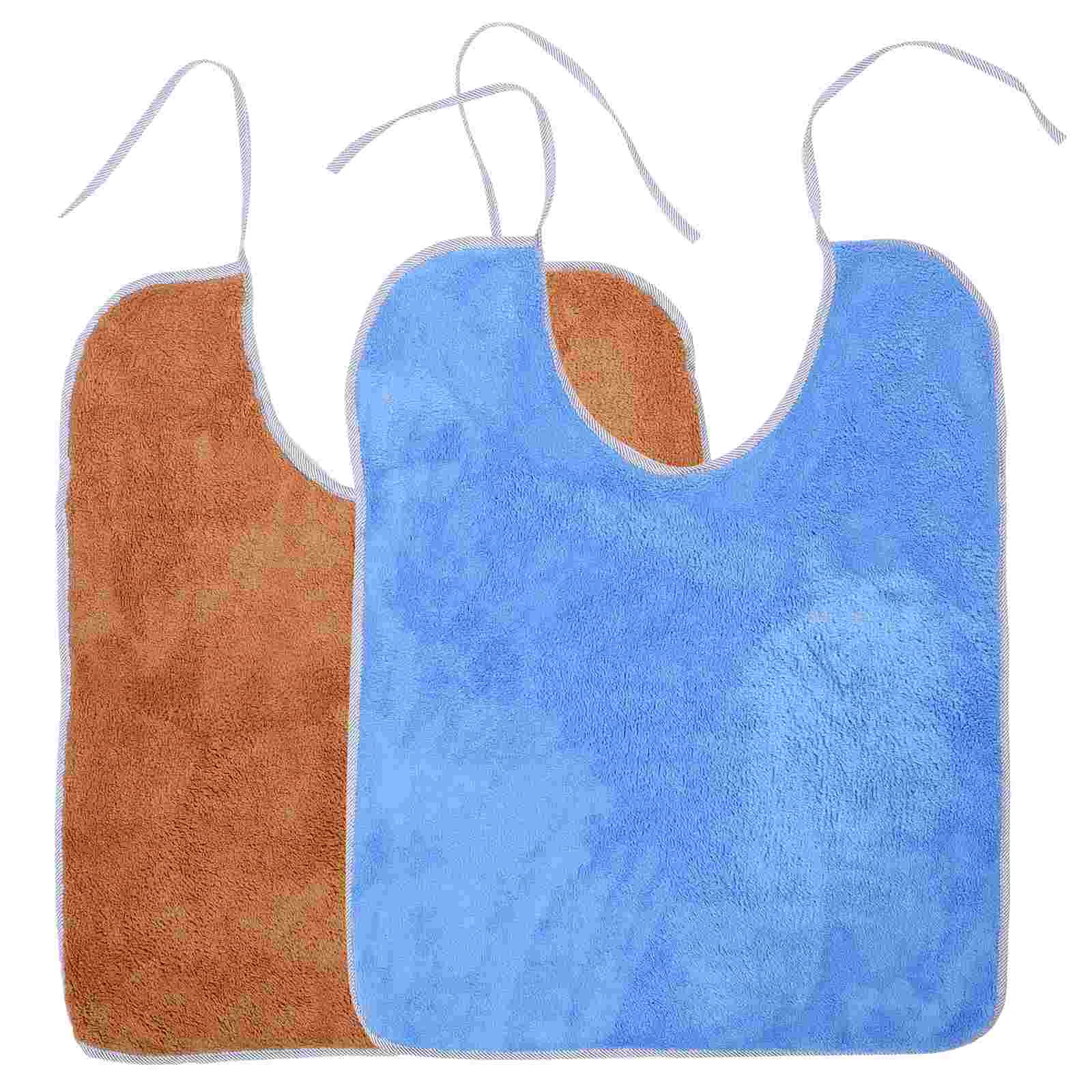 

2 Pcs Elderly Bib Dining Clothing Protectors Adult for Seniors Clothes Bibs / Men and Women