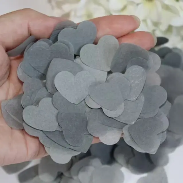 Biodegradable Romantic White black Grey Tissue Paper Heart Confetti Wedding Christening Baptism party decoration