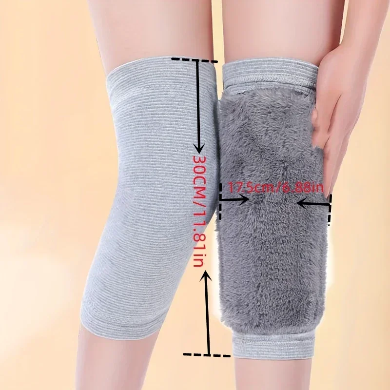 Winter Plush Knee Pad Thermal Knee Braces for Seniors Women Men Elastic Warm Leg Sleeves Arthritis Rheumatic Pain Office Rest