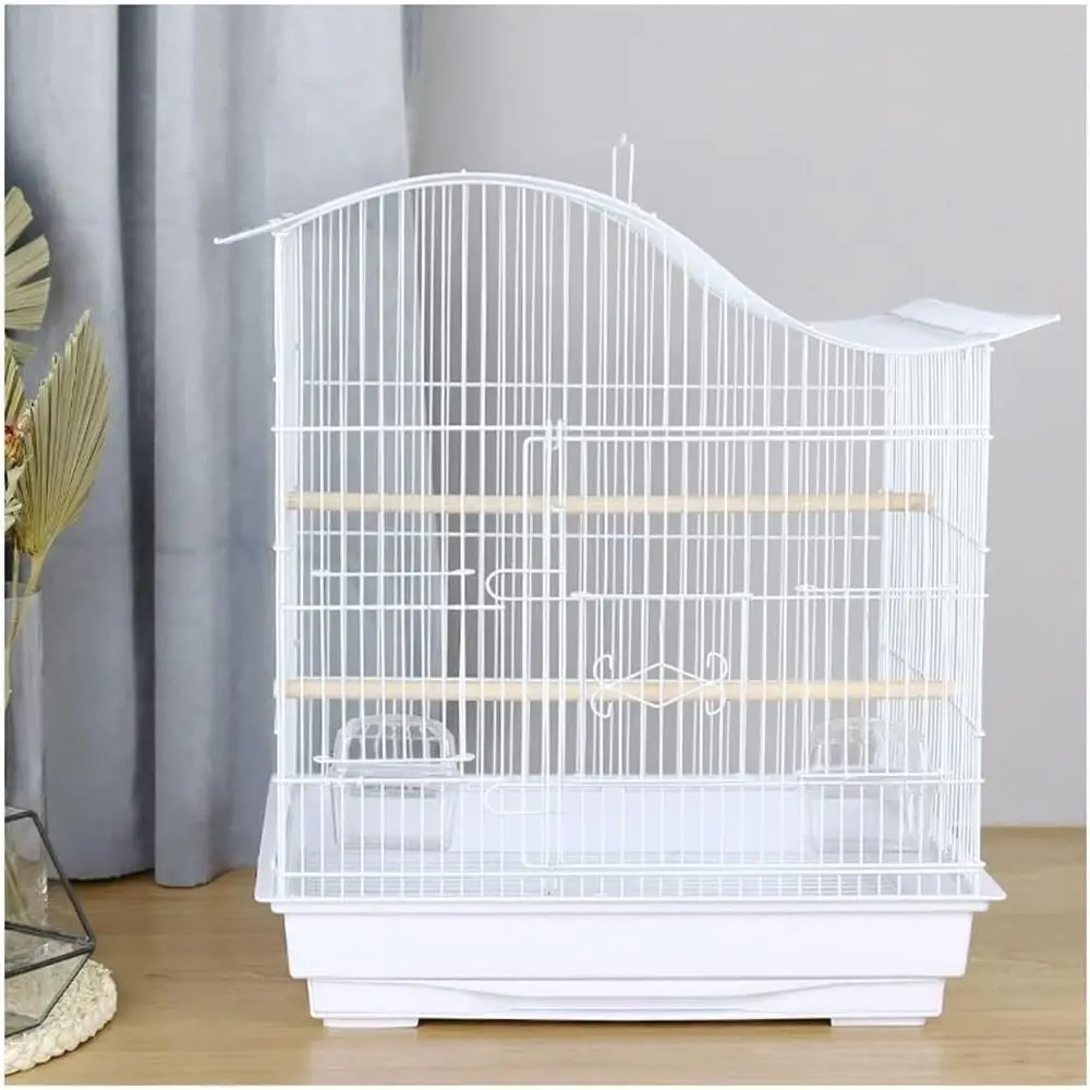 

Medium-Sized Metal Bird Cage with Handle and Feeding Box for Parakeets, Canaries, and Lovebirds