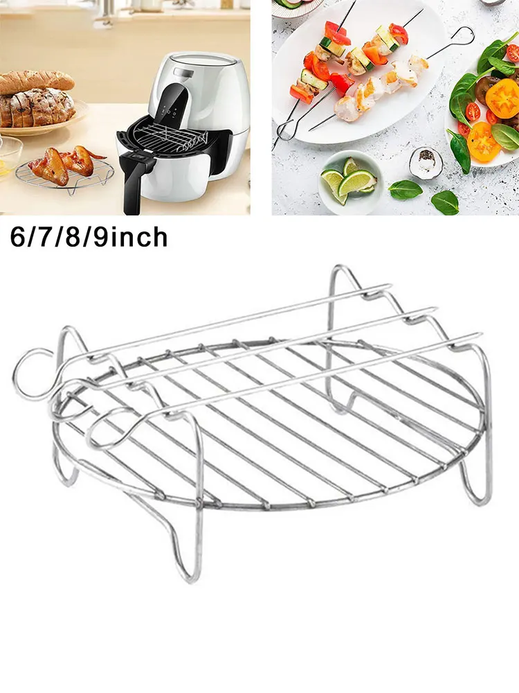 

Baking Dishes 6/7/8/9 Inch Holder Air Fryer Accessories Baking Tray Air Fryer Rack Grill Barbecue Kitchen Tools