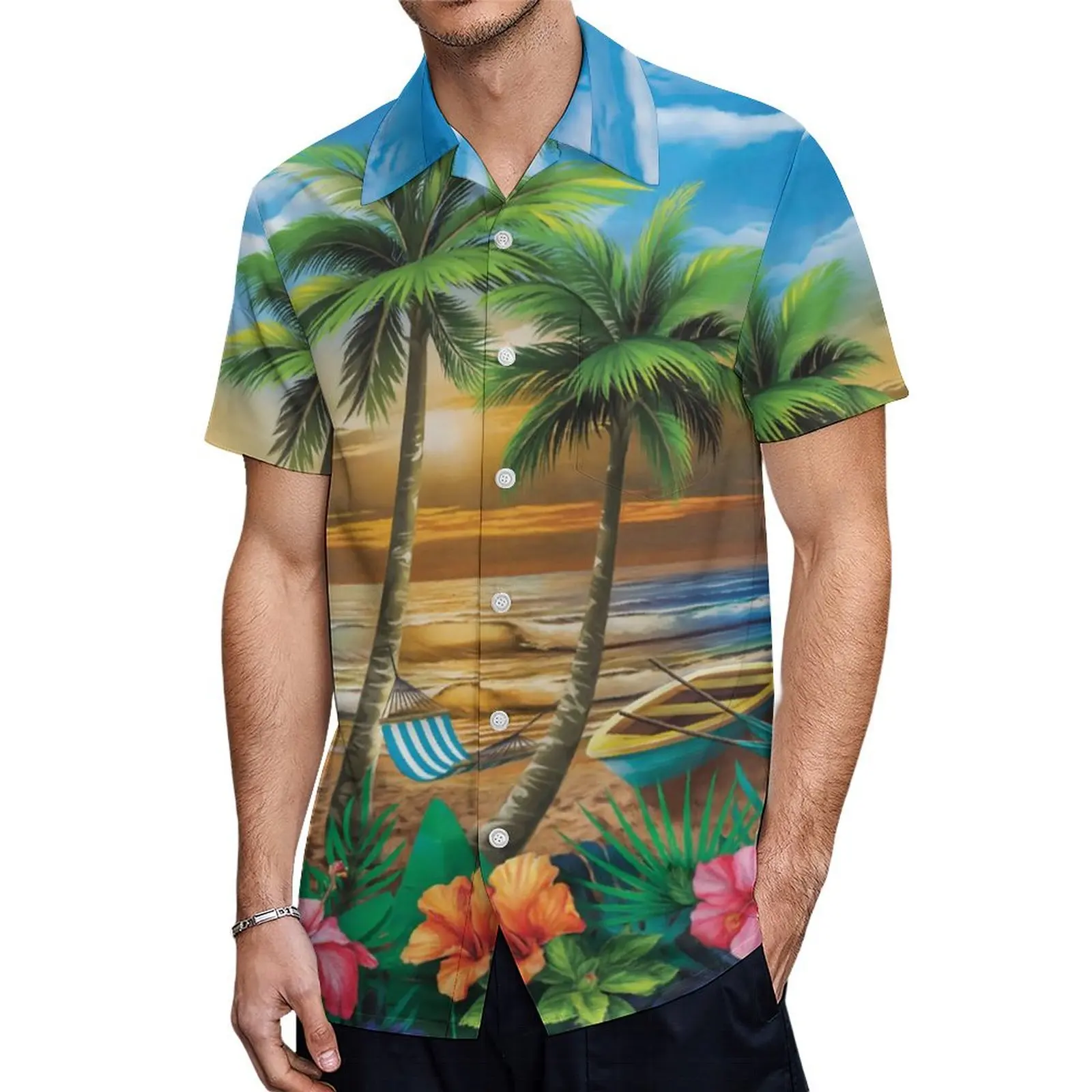 

Hawaiian Men's T-shirt 3D Fun Coconut Tree Printing Men's Summer Loose Beach Oversize Short-sleeved T-Shirt Men's Unisex Tops