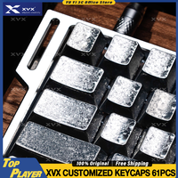 XVX Customized Keycaps for Wooting 60HE MAD60 RAKKA60 Venom60 Ace60 60 Key Layout 61PCS Metallic Texture Ice Crack Pattern