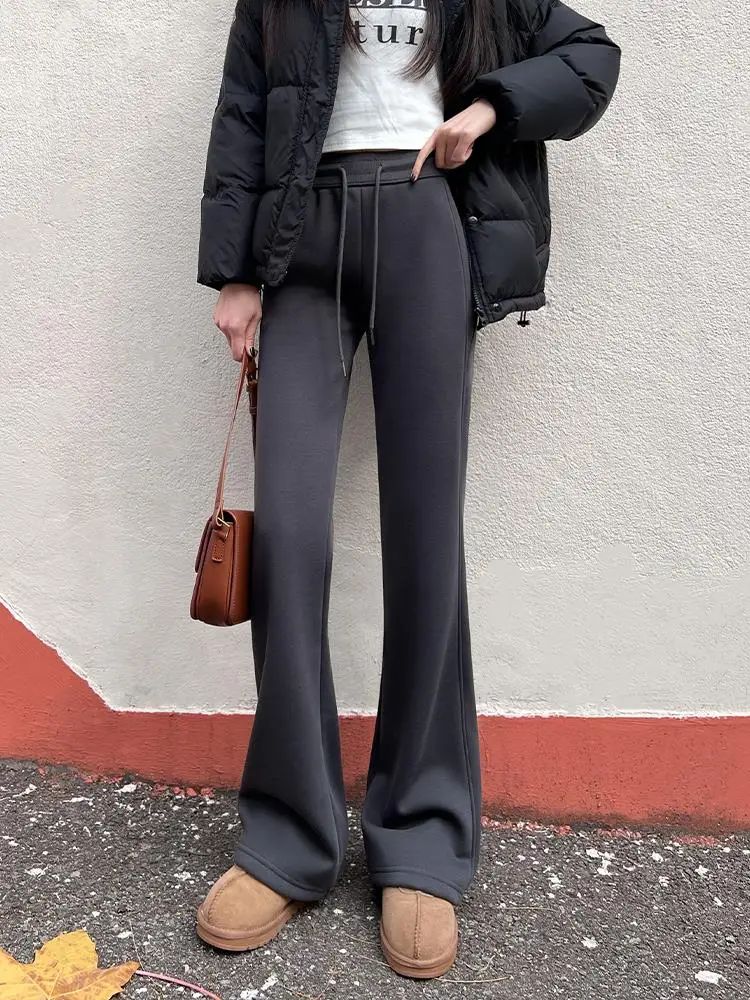 

Thiened Fce Lined Flared Yoga Sports Pants High Waist Long Trousers Casual Commute Sle Women's plus Size Autumn Winter