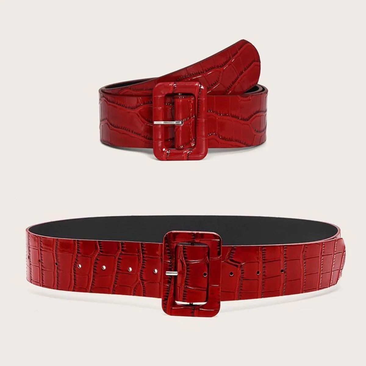 أحزمة إكسسوارات بوهو شيك مغسولة بالحجر الأحمر مشد خصر عريض لفساتين وسراويل نسائية حزام أنيق مرن #4