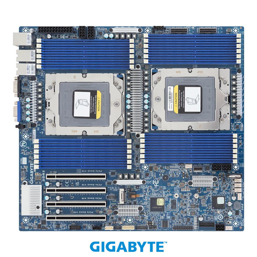 EPYC 9005 9004 서버용 MZ73-LM2 마더보드 E-ATX 듀얼 소켓 DDR5 ECC 등록 메모리 통합 그래픽 썸네일 3