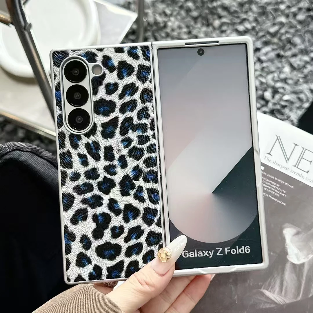 For Samsung Galaxy Z Fold 6 5 4 3 Luxury Unique Gift Fashion Elegant Leopard Phone Case Cover