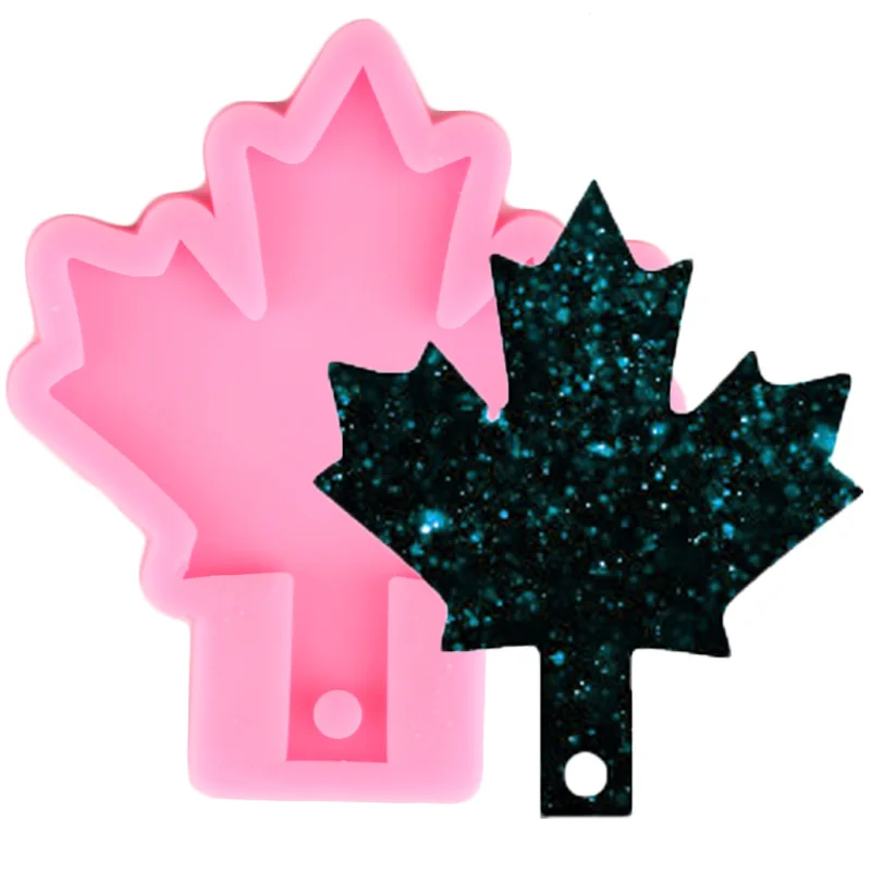 Shiny Maple Leaf Leaves Silicone Molds DIY Truck Key Ring Epoxy Resin Mold Craft Custom Keychain Jewelry Making Pendant Moulds