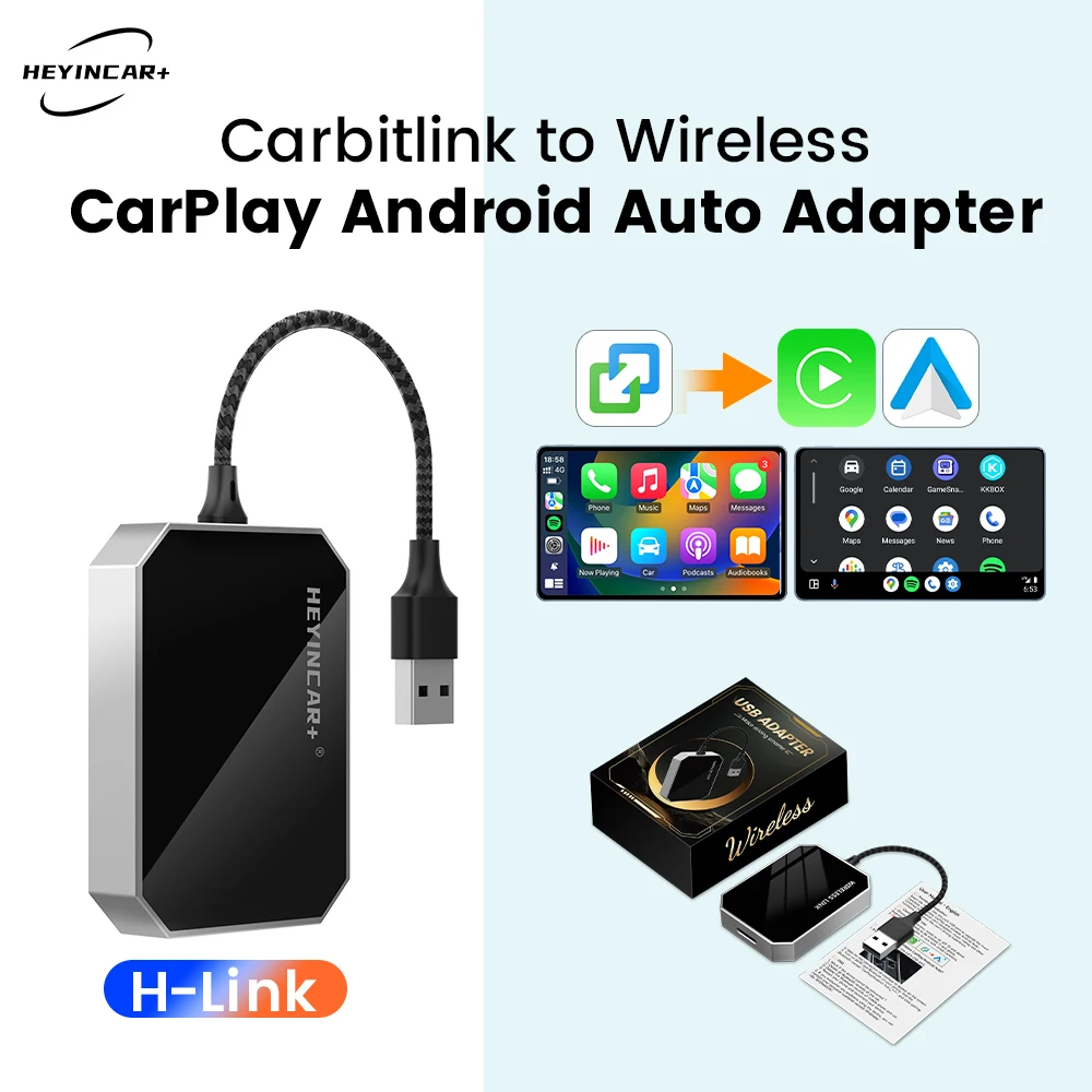 

HEYINCAR Geely Monjaro Tugella Atlas Pro Emgrand GX3 Azkarra carbitlink easy connect adapter to CarPlay Android Auto wireless