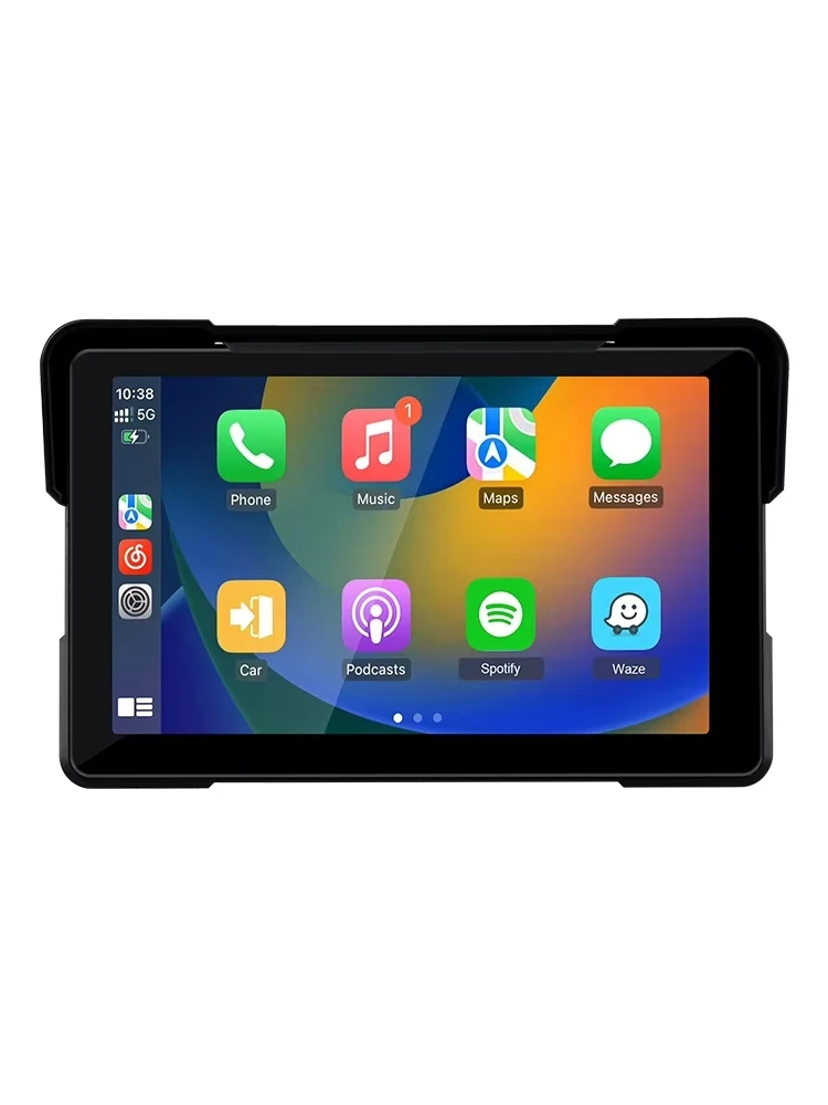 Srnubi Tragbares 7-Zoll-Motorrad-Display mit kabellosem CarPlay, Android Auto, IP67 wasserdichtem digitalem Dashboard, GPS-Navigation, Rekorder, 2K DVR, Bluetooth, TPMS