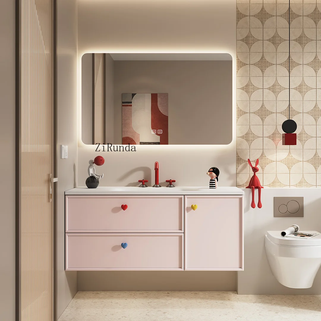   Badkamerkast combinatie eiertype keramische geïntegreerde wastafel