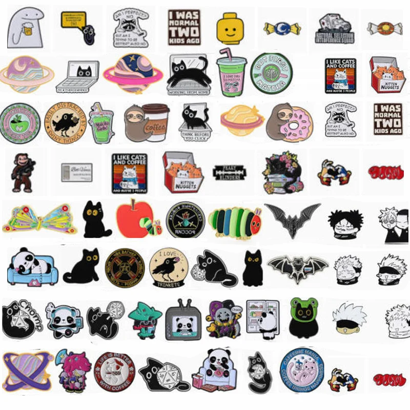 20/50pcs Random Mix Wholesale Cartoon Series Enamel Pin Brooch Bulk Lapel Pin Badges Clothing Accessories