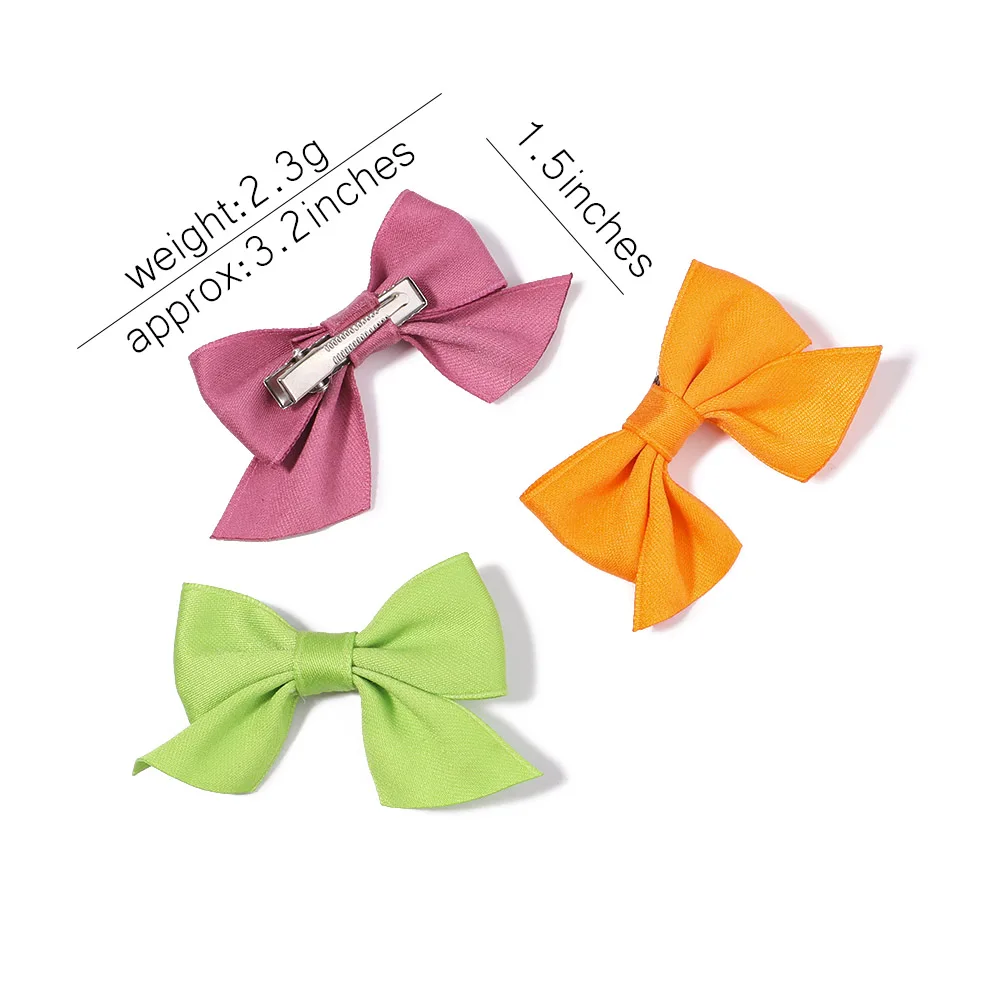 10Pcs/Set Girls Solid Bowknot Hair Clips for Baby Bows Hairpin Handmade Ribbon Barrettes Headwear Kid Hair Accessories Wholesale