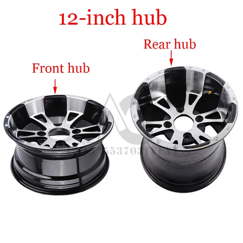 

12 Inch Aluminum Alloy Wheels for ATV/UTV/Go-Kart – Front & Rear 4WD Off-Road Rims – Compatible with 12-Inch Tires