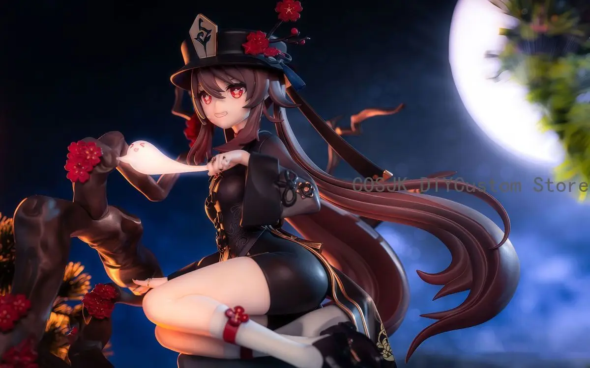 Game Genshin Impact Hu Tao Cute Girl Anime Cosplay Q Version PVC Figure Model Statue Toys Desktop Ornament Birthday Gift 25cm view 3