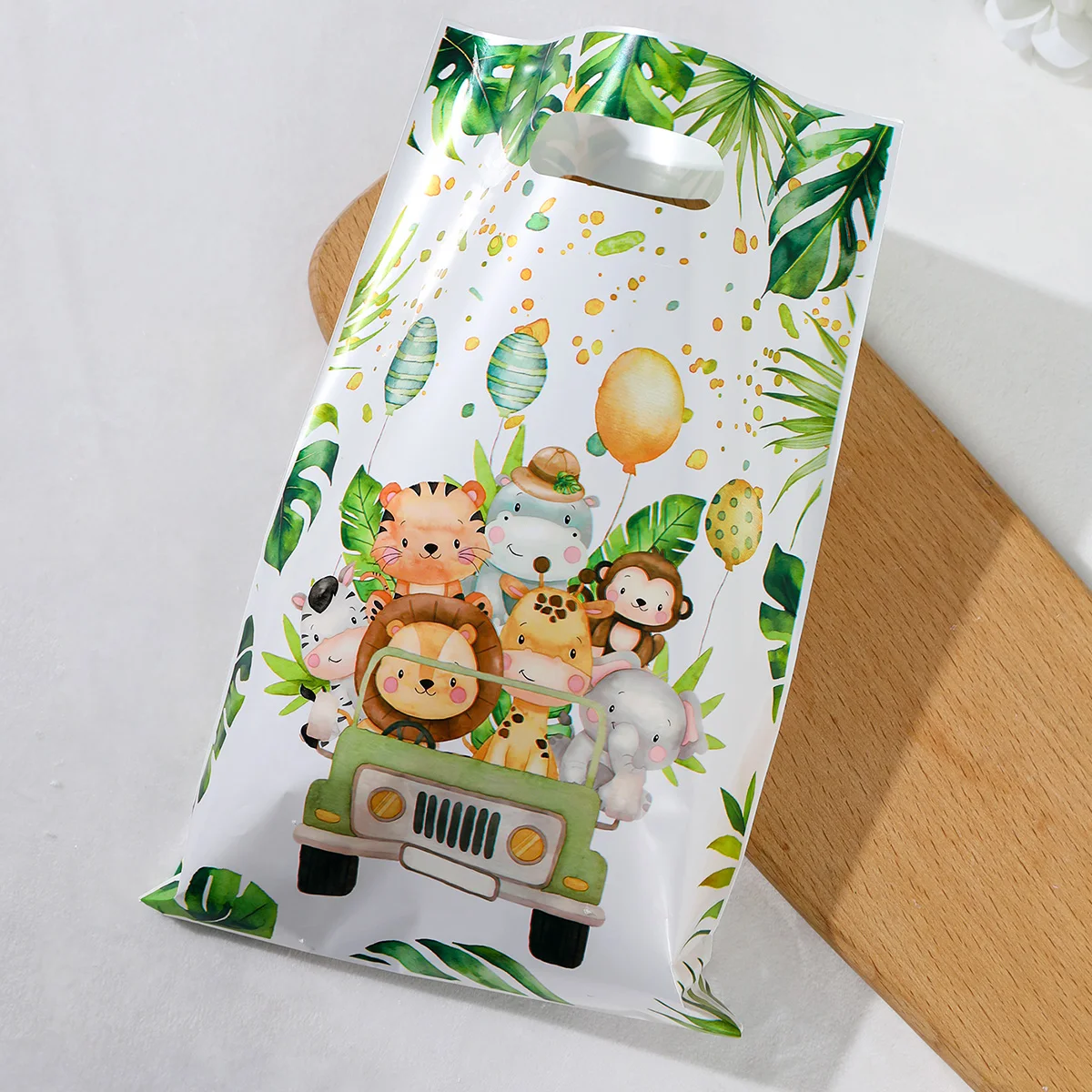 Jungle Animals Party Candy Gift Bags Biscuit Packing Bag Wild One Gift Bag for Guest Kids Birthday Party Supplies Baby Shower 
