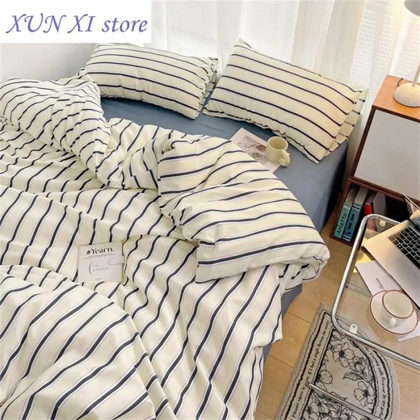 

New Pure Cotton Duvet Cover Sheet Pillow Case 3/4pc Bedding Set High Quality Soft Comforter Quilt Cover Sleeping Naked Bed Linen