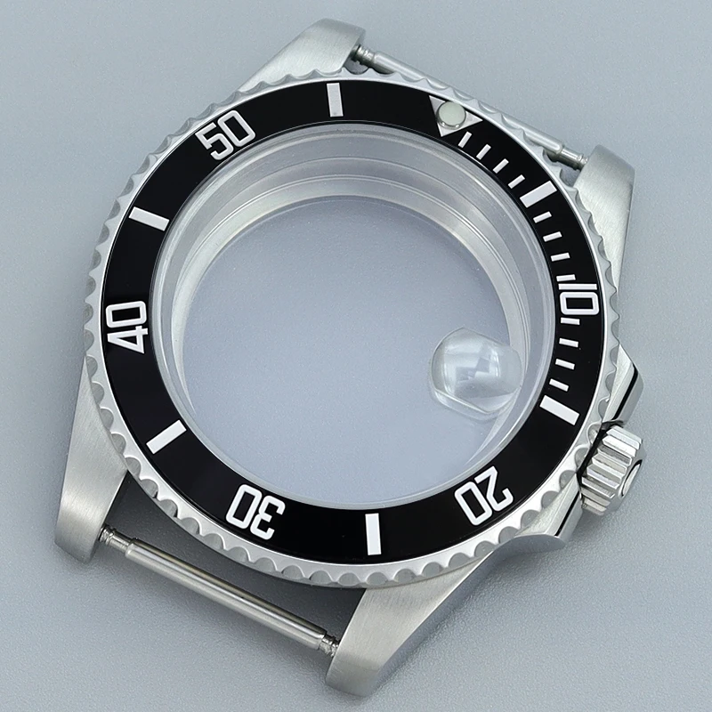 

Silver Diver Case 40mm Watch Case With Sapphire Crystal For Submariner NH35 NH36 NH34 NH38 4R36 Eta2824 Miyota8215 Ceramic Bezel