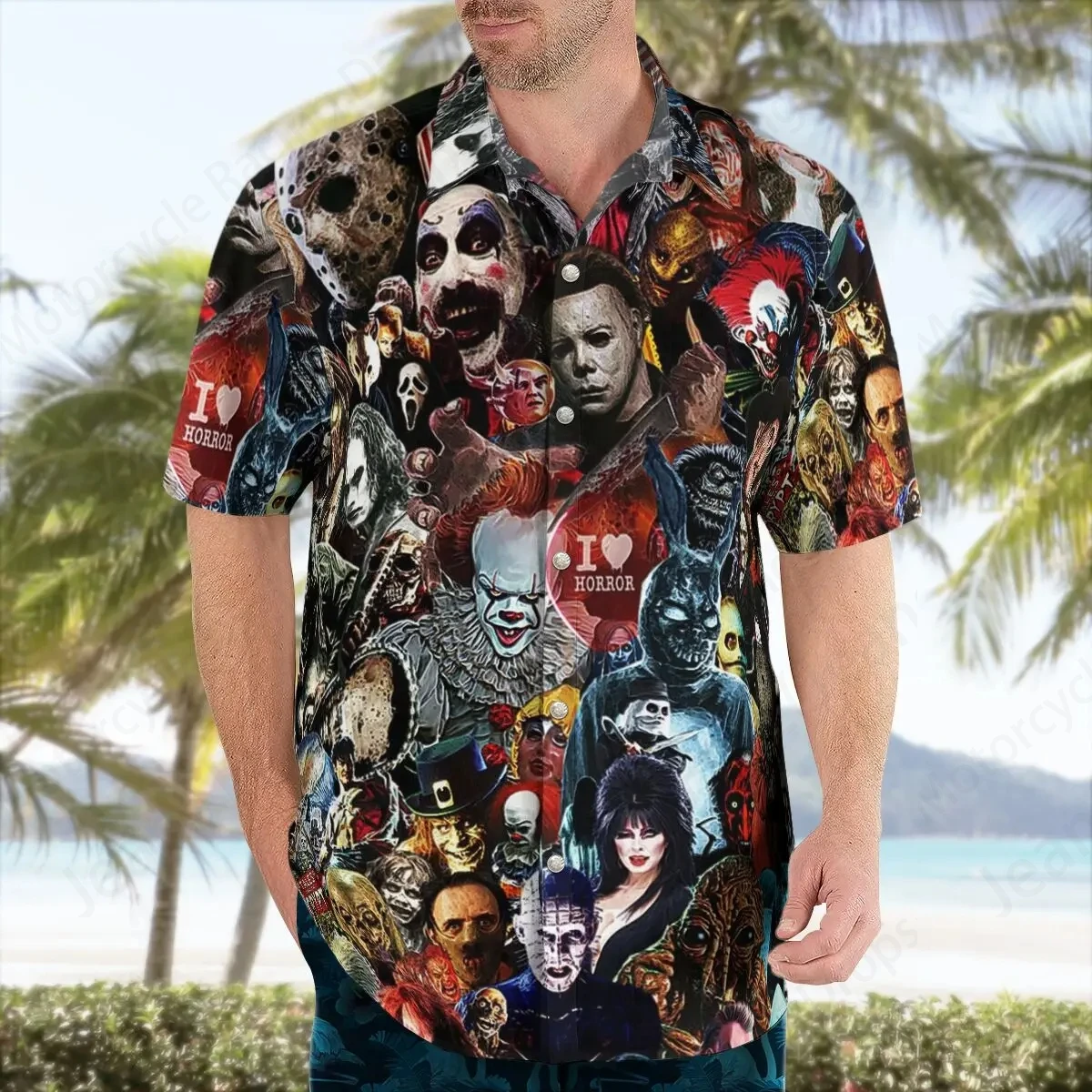 Halloween Horror Michael Myers Hawaiian Shirts Men Women Fashion Loose Short Sleeve Beach Shirt Casual Blouse Lapel Camisa Movie