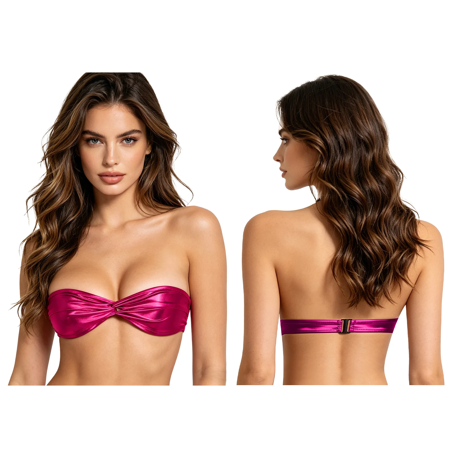 

Женский блестящий металлический топ-бра без бретелек, микро-бикини, купальник для пляжа, отпуска, бассейна, загара, пляжная одежда