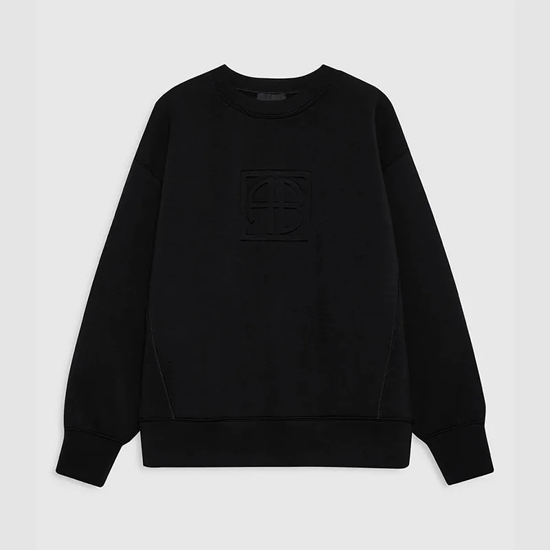 Herfst en winter Nieuw klassiek logo stalen mal reliëf luchtlaag dubbelzijdig stoffen damestrui met ronde hals