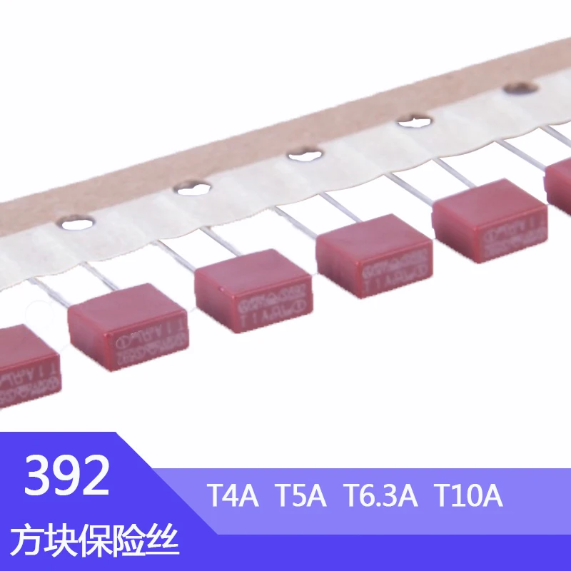 10pcs 392 Square Fuse T5a Red Square Insurance T4a Slow Break 250v Volt T6.3a Power Insurance T10a