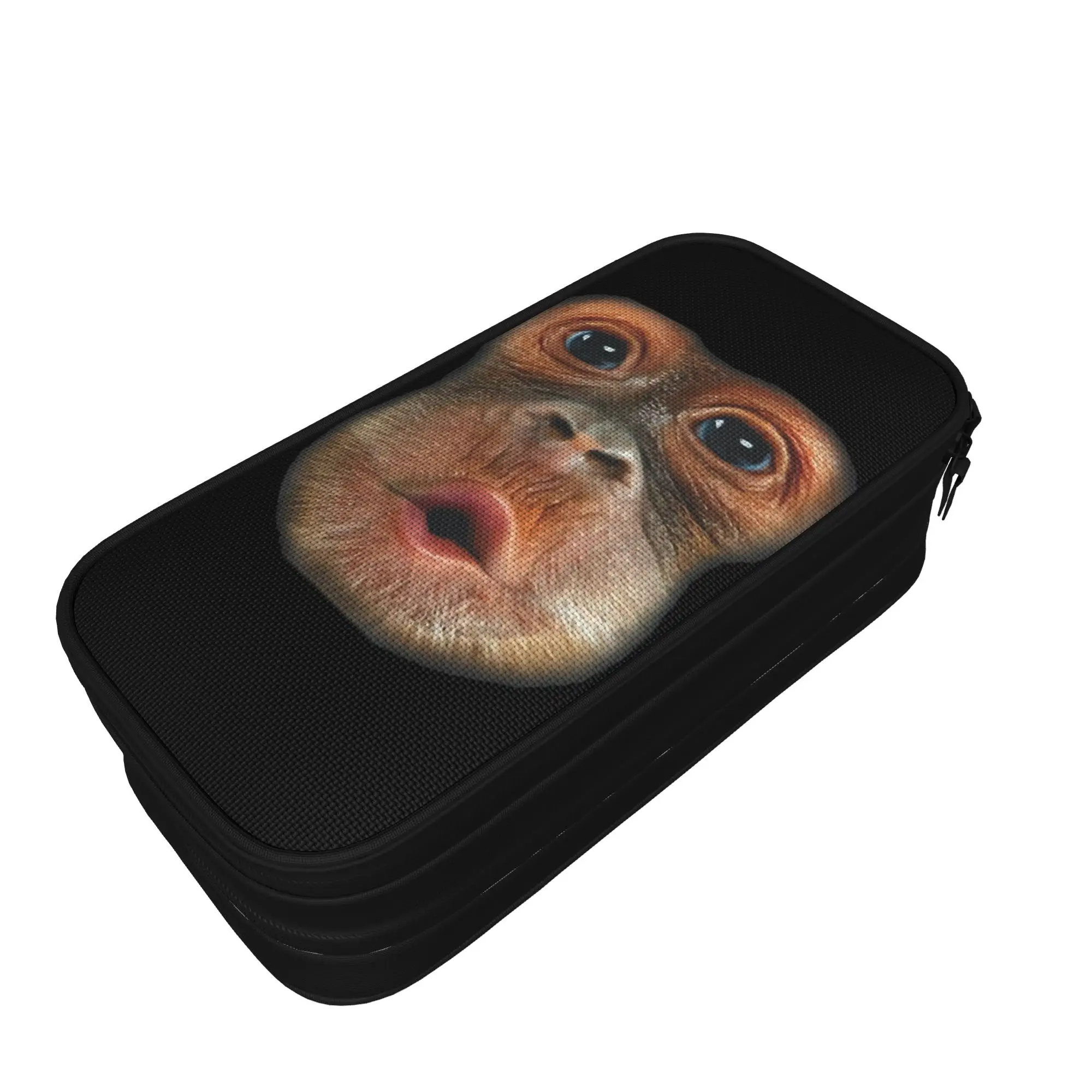 Creative Funny Monkey Blowing Stomach Face Pencil Cases Meme Pencilcases Pen Holder Big Capacity Bag School Gifts Stationery