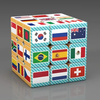 3x3x3 Puzzle magico Cubo Stampa Bandiera nazionale Modello Imballaggio Cubo Regali per bambini Educativi Fidget Speed Cube Giocattoli per bambini