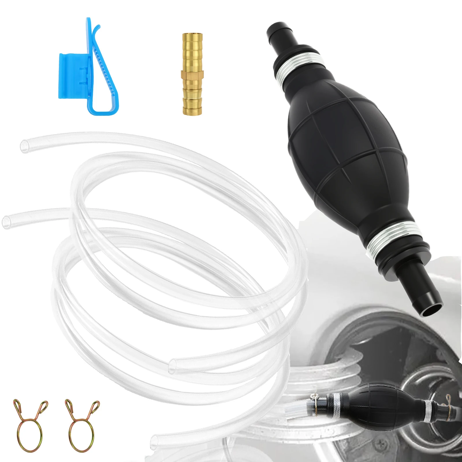 مضخة الوقود اليدوية سيارة الغاز النفط سيفون مجموعة مضخة نقل مع خرطوم 1.5 متر داخل/خارج لضبط البنزين السائل نقل الوقود الديزل #1