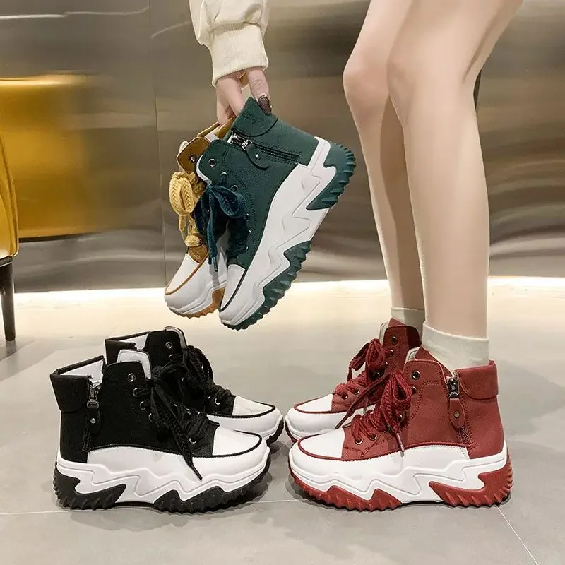 

High Top Shoes Women 2024 Autumn New Thick Sole Casual Women's Shoes Women Sneakers