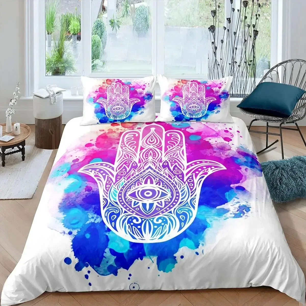 

Luxury New 3D Print Hamsa Hand Bedding Set Boho Mandala Duvet Cover Set Black Gold Bohemia Bed Set Fatima Hand Linen Lucky Hand