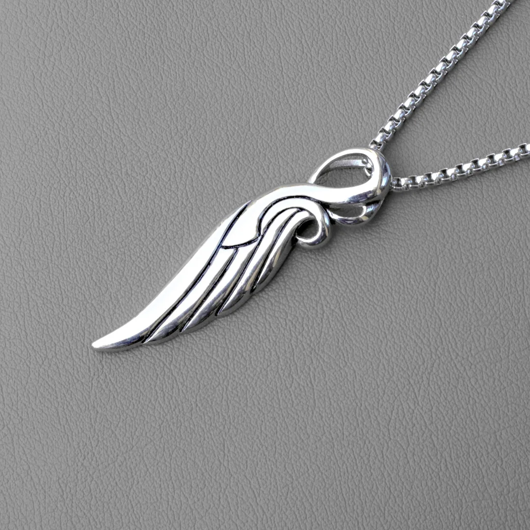 Necklaces For Men And Women Hip-hop Fashion Street Personality Line Wings Decorated With Titanium Steel Pearl Chain